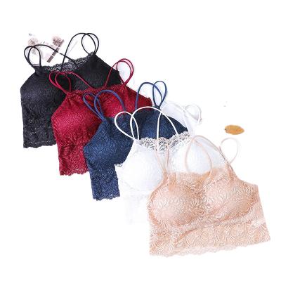 China Seamless Breathable Manufacturer Floral Women Underwear Lace Bra Comfort Lace Bralette Sexy Strap for sale