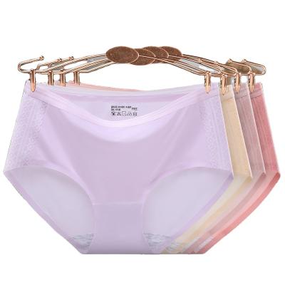 China Antibacterial Ice Silk Panties Woman Ladies Underwear One Piece Laser Cut Seamless Women's Panties Cotton for sale