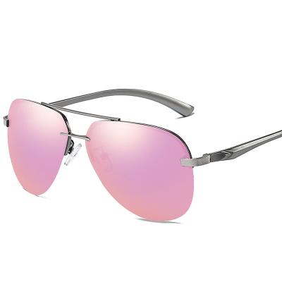 China Fashion sunglasses 2022 high quality aluminum magnesium glass trend polarization frameless lenses for sale