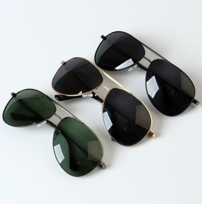 China Factory Wholesale Fashion Sunglasses Men's Sunglasses Polarized Big Size Lenses Metal Big Frame for sale