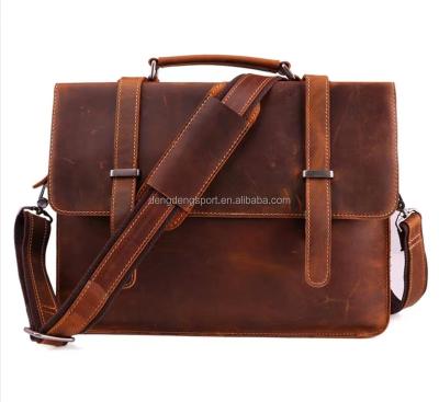 China GENUINE LEATHER Full head layer cowhide custom high-grade business men's one shoulder computer handbag for sale