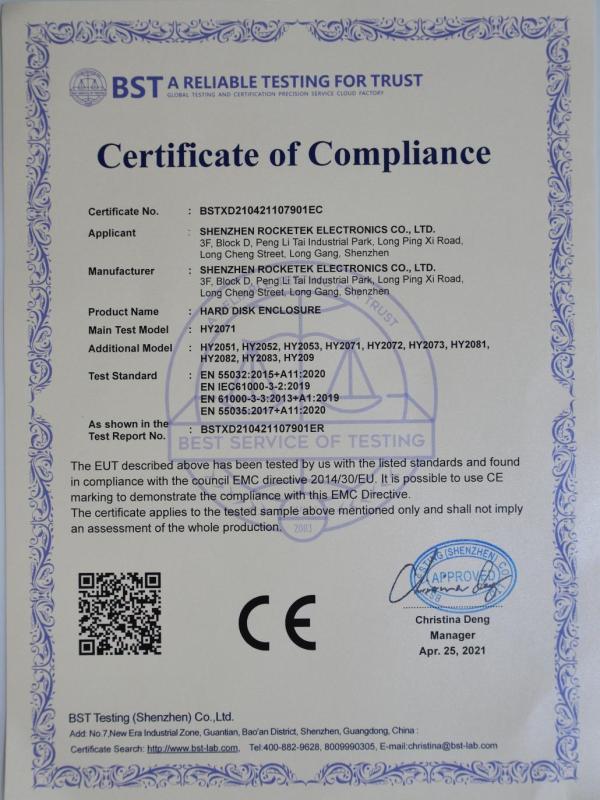 CE - Shenzhen Rocketek Electronics Co., Ltd.