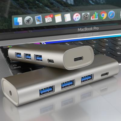 China New Arrival Aluminum 10Gbps Speed ​​Rocketek Super 5 Speed ​​10Gbps In 1 Audio Jack Hub 3.5mm Type C 3.2 To Gen 2 USB 3.1 Hub for sale