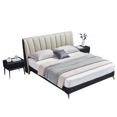 China Cheap Genuine Leather Gray King Size Bed Modern Luxury Nordic Newest Design Hot Modern Bedroom for sale