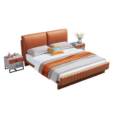 China Simple Minimalist Bedroom King Size Bed For Italy Style 1.8M Leather Bed for sale