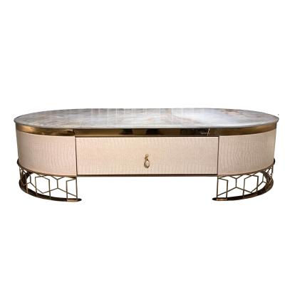 China Storage Round Marble Top Coffee Table Brown Design Granite Center Console Luxury Italian High End Cheap Living Room Furniture for sale