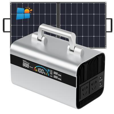 China Type C 600W 220V Mini Solar Panel Generator Lithium Battery Outdoor Camping Portable Emergency Power Station With AC Outlet Boost for sale