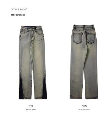 China Breathable Street Style Pants Ankle Hem Dyed Stitching Women Jeans Design for sale