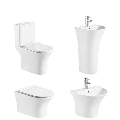 China Double-Flow Round Toilet Bowl Ceramic Sanitary Ware Wall Hung Toilet Set for sale