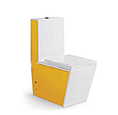 China One Piece Bathroom Toilet Double-Flow High Efficiency Dual-Flow Yellow Colored WC Toilet Bowl for sale