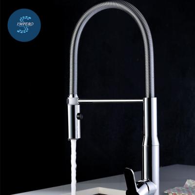 China Modern High End Brass Single Lever Spring Kitchen Sink Faucet for sale