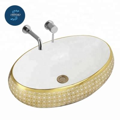 China Bathroom Square Basin Porcelain Flower Silver Basin For Hotel, Royal Standard Basin, Favorable Design With Basin Faucet for sale