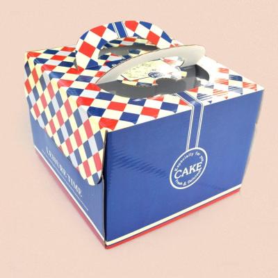 China Recyclable Large Round Square Cardboard Cute Paper Cake Box With Handle for sale