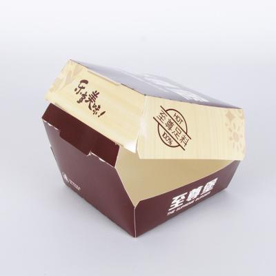 China Recyclable Customized Supreme Hamburger Fish And Chips Snacks Paper Container Box For Food for sale