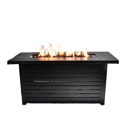 China Patio\Garden\Outdoor Black Coated Aluminum Rectangle Household Pit Table Out Door Fire Propane Pit for sale