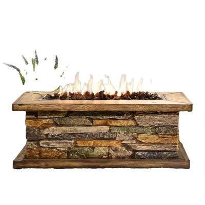 China Patio\Garden\Outdoor\Household 48 Inch Stone Looking MgO Gas Fire Pit Garden Propane Fire Pit With Lava Rocks for sale