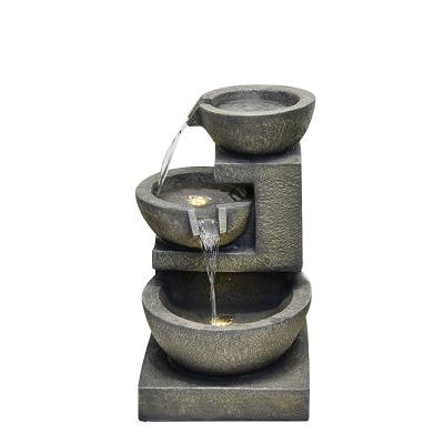 China Handmade Custom 3-Tier Water Fountain For Yarden 0utdoor Water Fountain Garden With LED Lights for sale