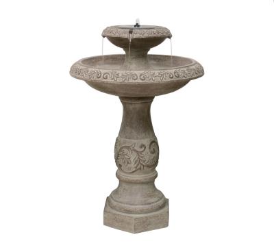 China 2 Tier Modern Outdoor Solar Stone Shaped Fountain For Garden Decoration for sale