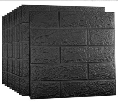 China 3D sound insulation and heat insulation PE foam wall tile film covered room decoration wall brick panel for sale