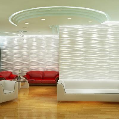 China Modern white colors 4x8 wall paneling textured wave panel 3d pvc wall cladding for homr for sale