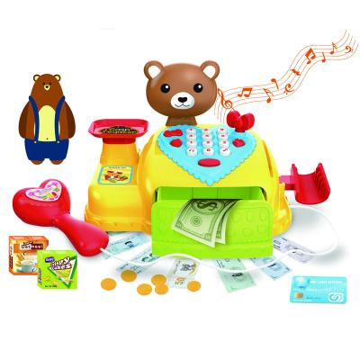 China Lights Bear Animal Pretend Play Set Money Cash Register For Small Business Kids Toys for sale