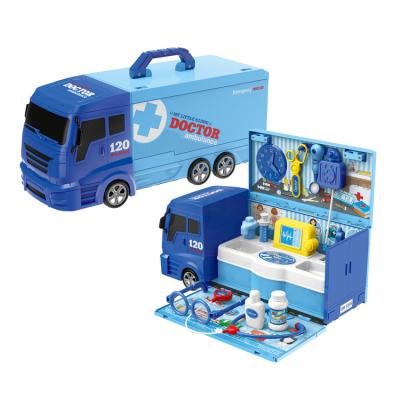 China Pretend Play Toy Set New Preschool Pretend Props 21pcs Plastic Material Rescue Truck Doctor Play Set Multifunctional Educational Toys for sale