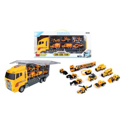 China Diecast Car Toy Set Play Vehicles Friction Toy Construction Trucks In Transporter Birthday Gifts For Boys Over 3 Years Old for sale