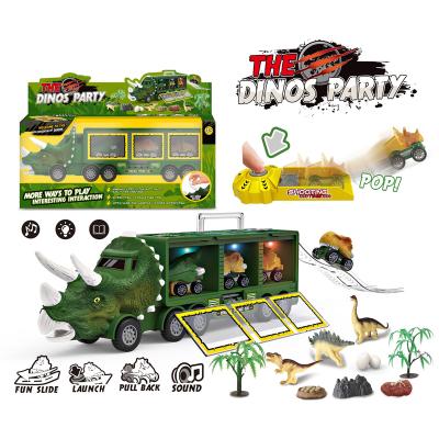 China Friction Truck Toy With Dinosaur Toys Dinosaurs Transport Car Carrier For Kids 3-5 for sale