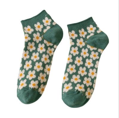 China 2021 Japanese Flower Antibacterial Best Selling Japanese Double Tube Low Needle Women's 3d Printed Cat Socks Girls Ladies Boat Socks for sale