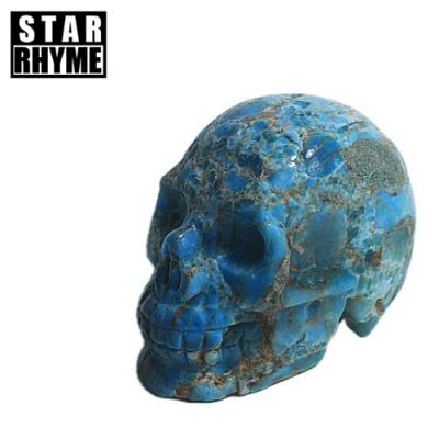 China China Natural Blue Scale Gray Hand Carved Stone Skulls Energy Decoration for sale