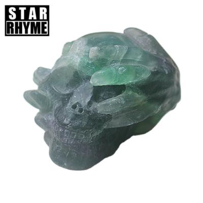 China High Quality Fluorite Devil's Talons 8cm Skulls Carvings Crystal Healing Stones From China for sale