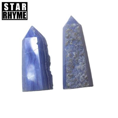 China China New Product Natural Lace Agate Blue Dots Tower Natural Crystal Stone for sale