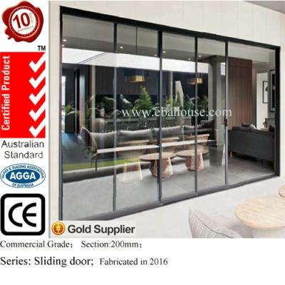 China Easy Operate And Convenient To Clean AS2047 4 Panel Double Glazing Door Aluminum Sliding Glass Door With Blinds Between Door Inserts Glass Blinds for sale