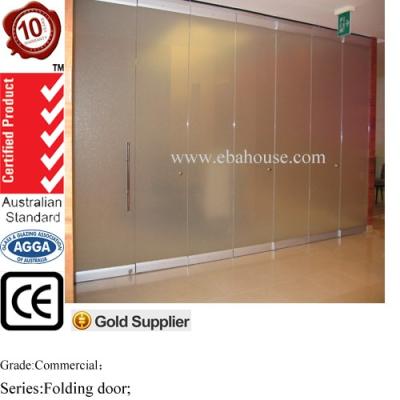 China Beautiful& AS2047 Durable Frameless Folding Glass Door Entry Door Base Track Design Office Partition for sale