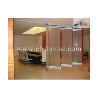 China Easy to use and convenient to clean opaque glass frameless folding door partition for sale