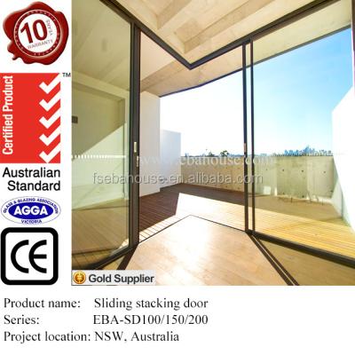 China High Performance Acoustic Multi Pocket Doors Aluminum Corner Sliding Door With AS2047 Bullet Proof Windows And Doors Supplier In Foshan for sale