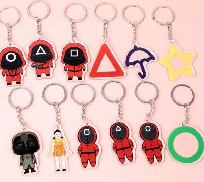 China Custom Cartoon Acrylic Dangle Sugar Acrylic Keychain Squid Plastic Wholesale Game Key Chain for sale