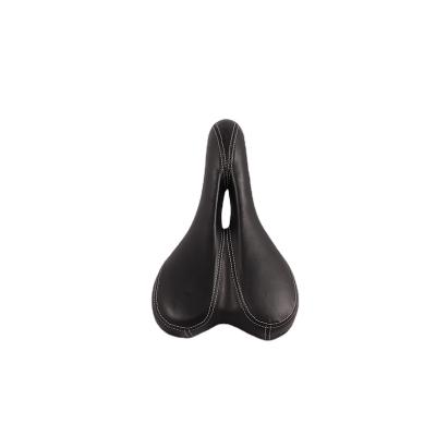 China Comfortable Soft Green Material Manufacturing Waterproof Hollow Bicycle Saddle Ventilation Black Skin Foam Lining ROHS Saddle for sale