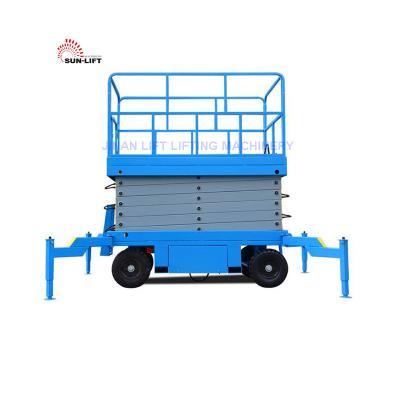 China Hotels 9m 10m 12m Height Mobile Electric Scissor Lift Hydraulic Indoor Aerial Platform For Sale for sale