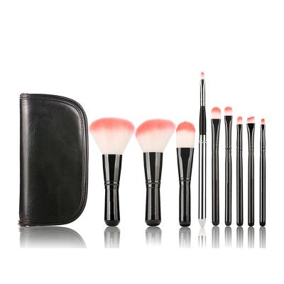 China Angular Blush Private Label Makeup Brush Set 9Pcs Custom Powder Eyeshadow Brushes Makeup for sale