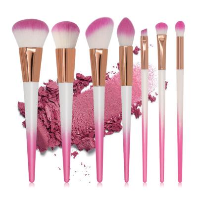 China Angular Blush Short Synthetic Makeup Tools Private Label Travel Hair Makeup Brush Set 7 Pieces With Bag for sale