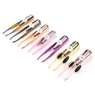 China Pro-Curve Beauty Tools Eyebrow Tweezers Stainless Steel Tweezers With Comb Lashes Rose Gold And Gold Color Private Label for sale