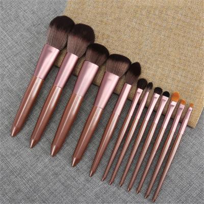 China Angular Blush Eyeshadow Brush 12Pcs Professional Face Makeup Brushes for sale