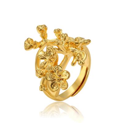 China A00484934 FASHIONABLE xuping 24K Gold Flower Elegant Creative Opening Customized Adjustable Ring for sale