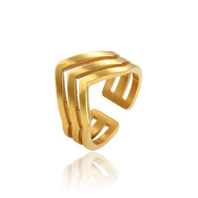 China R-101 Xuping CLASSIC Sensitive Jewelry Irregular Design 24k Gold Hollow-out Women Ring for sale