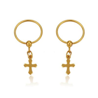 China CLASSIC 29056 jewelry fashion 22 carat gold xuping long cross earring for sale