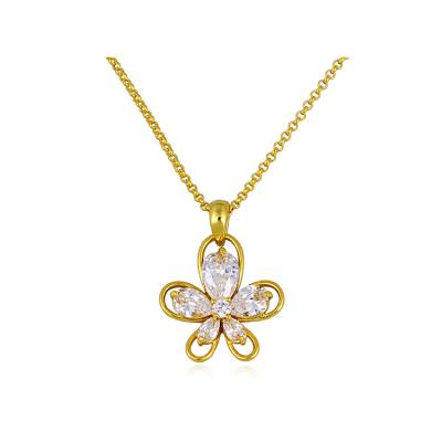 China Xuping FASHIONABLE 30975 Gold Jewelry Designs Photos Flower Shaped Crystal Pendant Necklace Women for sale