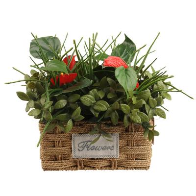 China Eco-friendly Wholesale Plastic Fake Grass Mini Rattan Bonsai Plants Artificial Greenery For Indoor Home Decoration for sale