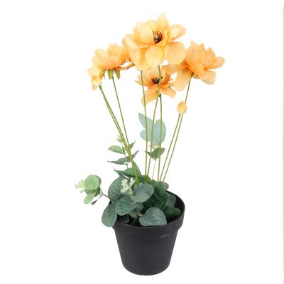 China Art Decor Wholesale Small Flower Potted Artificial Plant Mini Plastic Green Bonsai Plant Desktop For Indoor Home Decoration for sale