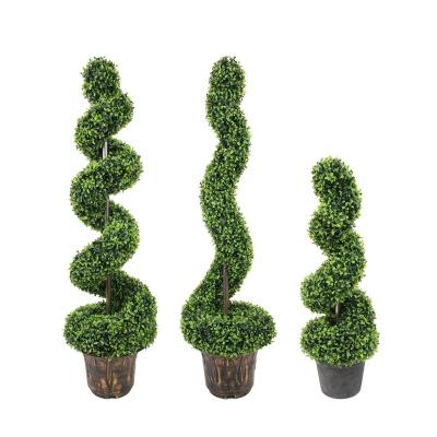 China Outdoor Indoor Decoration Customized Real Touch Green Topiary Artificial Spiral Tree For Outdoor Decoration for sale